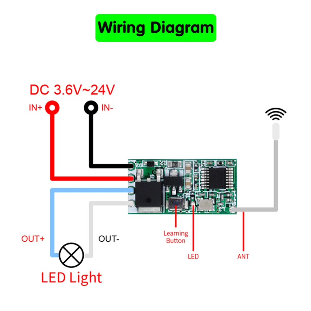 433mhz kablosuz RF uzaktan kumanda DC 3.6V 5V 9V 12V 24V 1CH Mini röle anahtarı LED lamba kontrol mikro alıcı verici DIY