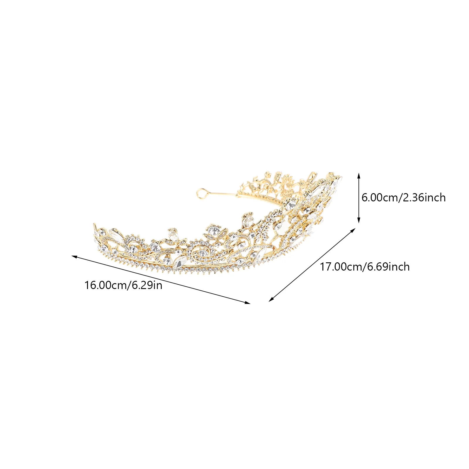 Bride Crown Headdress Baroque Style Alloy Tiara Shiny Wedding Dress Accessory Bridal Tiara Prop For Special Occasion