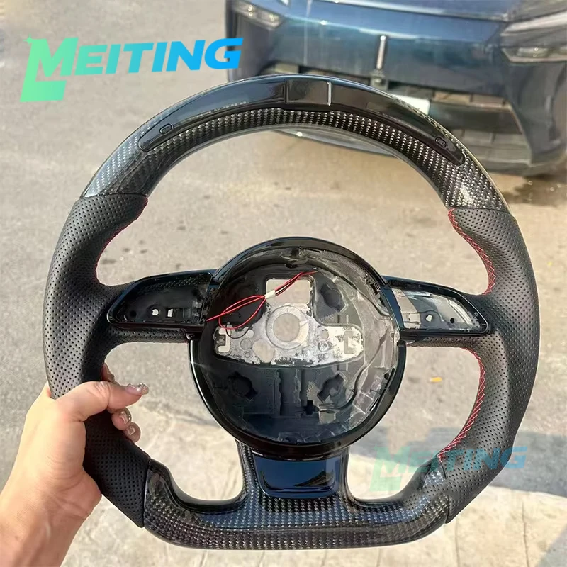 carbon fiber perforated steering wheel with LED lights Suitable for Audi A4 B8 A3 8V A5 S3 S4 Q3 Q4