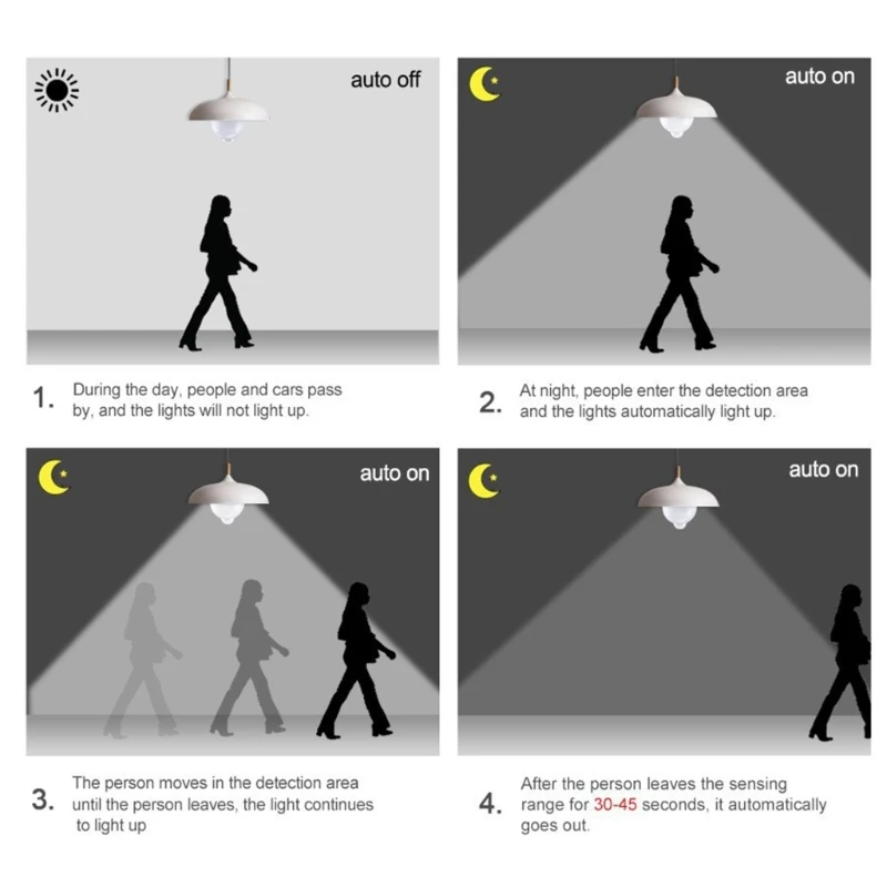 Lampadina LED attivata dal movimento B22 85-265V 12/15/18/20W Sensori di movimento Lampadina di sicurezza crepuscolare Lampadina LED con accensione automatica