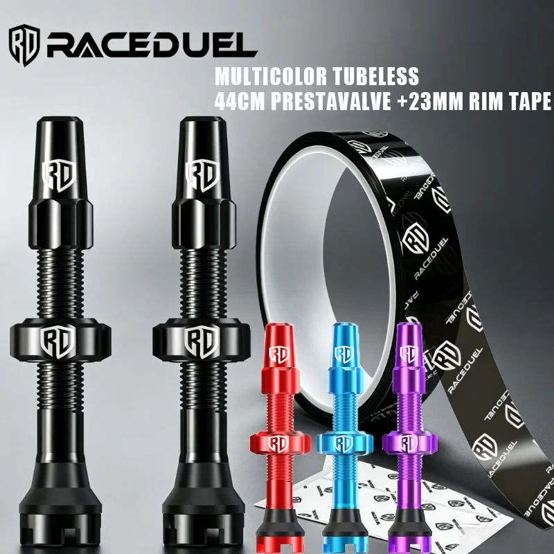 RACEDUEL MTB Fahrrad Tubeless Presta-Ventil + Felgenband-Set Rennrad Vakuum-Reifenventil Felgenband Fahrradzubehör