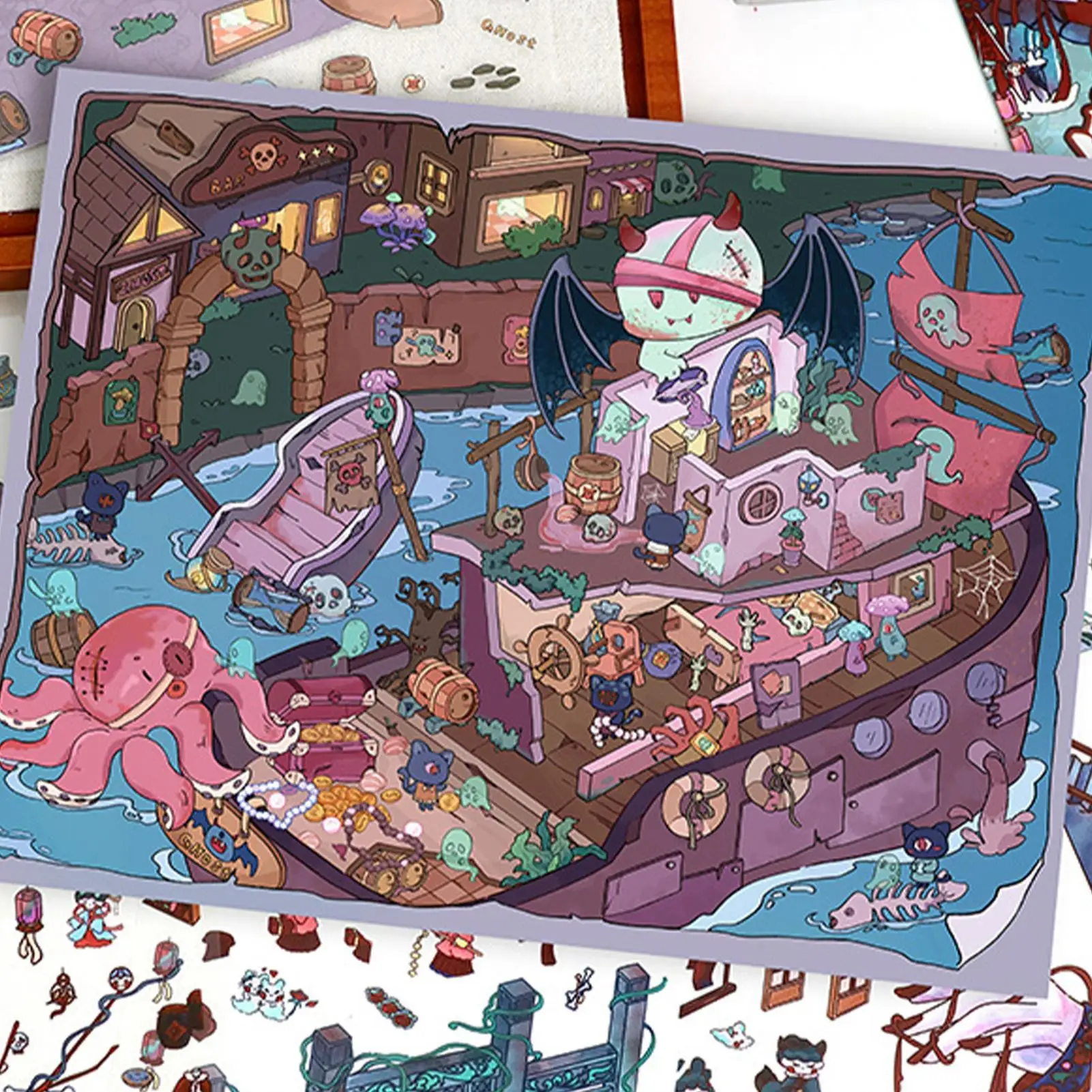 Miniatuur huisstickers 3D-effect Horror Hand Account Decals Stress Relief Landschapsarchitectuur Decals voor ambachtelijke liefhebbers Plakboek