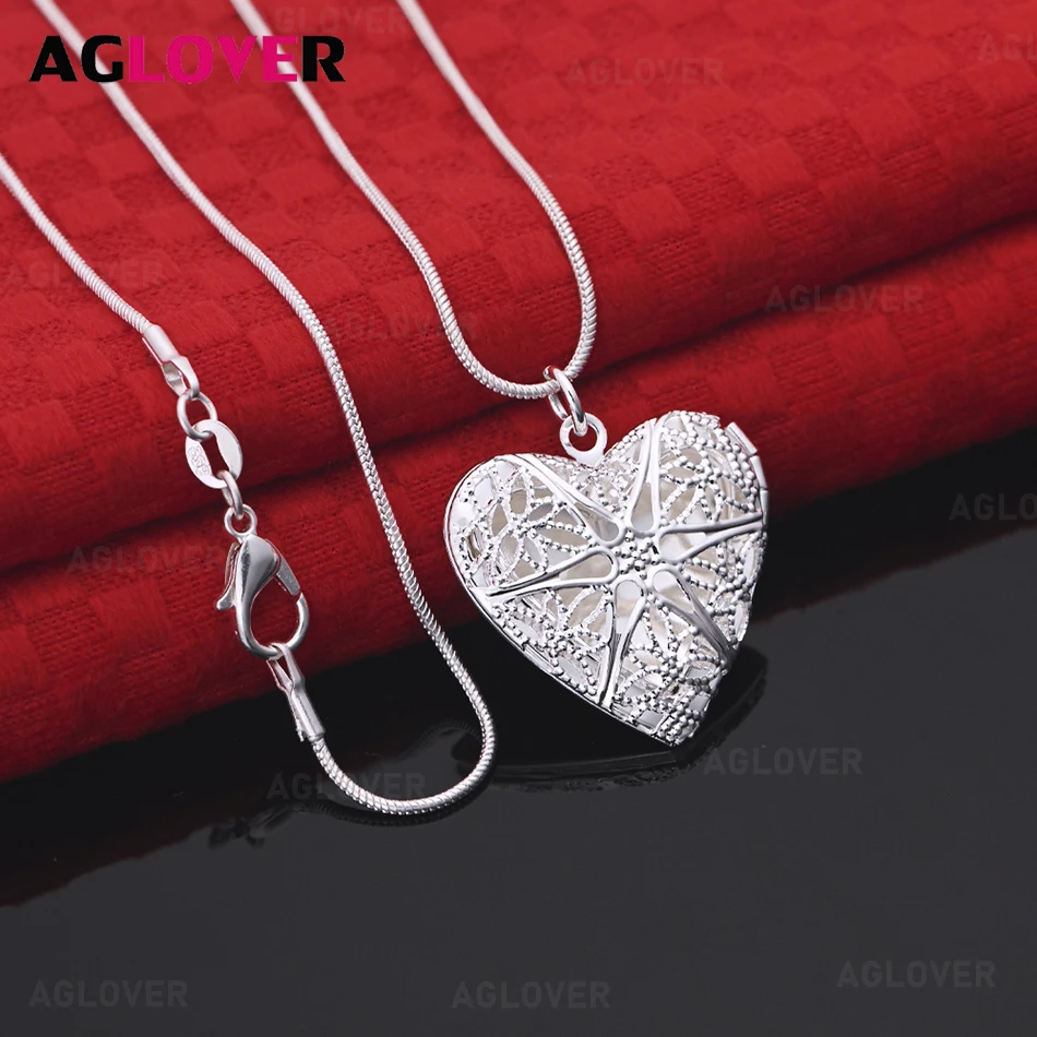 

AGLOVER 925 Sterling Silver Heart-Shaped Carved Five-Pointed Star Pendant Necklace Accessories Light Luxury Niche Female Gift
