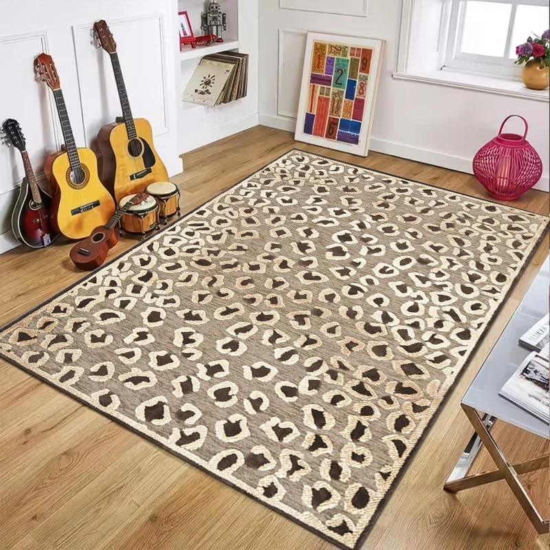 Modern Leopard Print Area Rug Multi Color Spotted Animal Pattern Decorative Floor Mat for Living Room Bedroom Indoor Home Decor