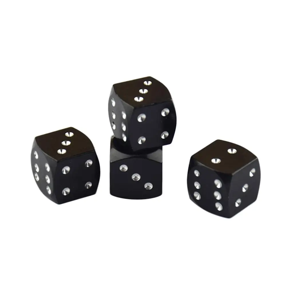 3-4pack 4 Pieces Dice Dust Valve Caps Novelty Fun Retro Auto Car-styling Black