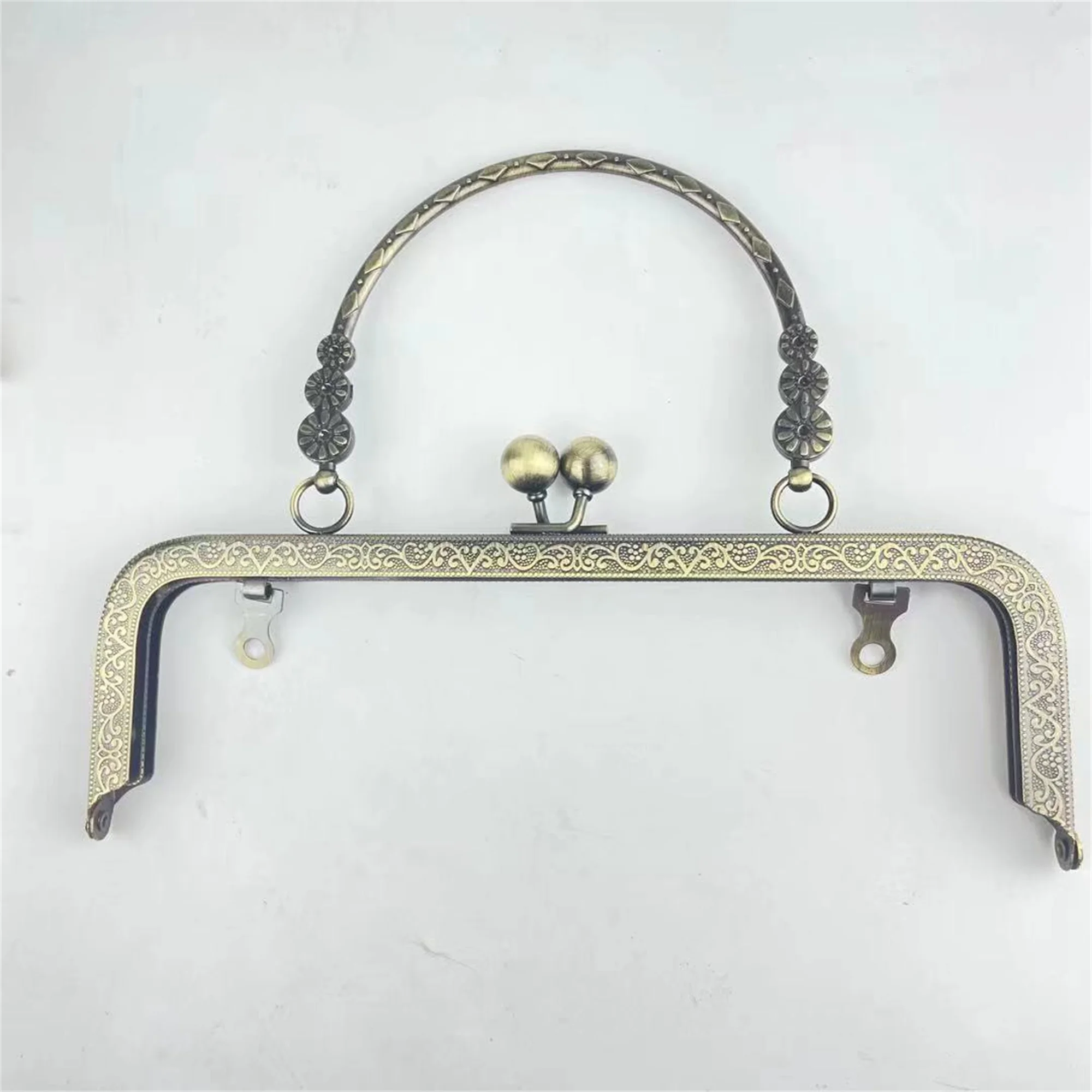 10 Pcs 20cm Screw Three Flower Metal Purse Frame Bronze Handle for Clutch Bag Coin Light Gold Kiss Clasp Lock Silver Hardware