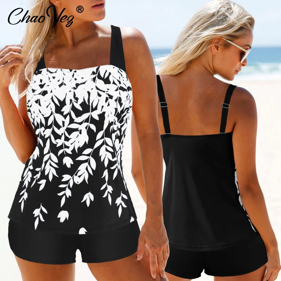 Conjunto de biquíni feminino estampado em 3D, maiô feminino de verão, maiô sexy, conjunto de duas peças maiô, solto tankini praia, novo, 2022