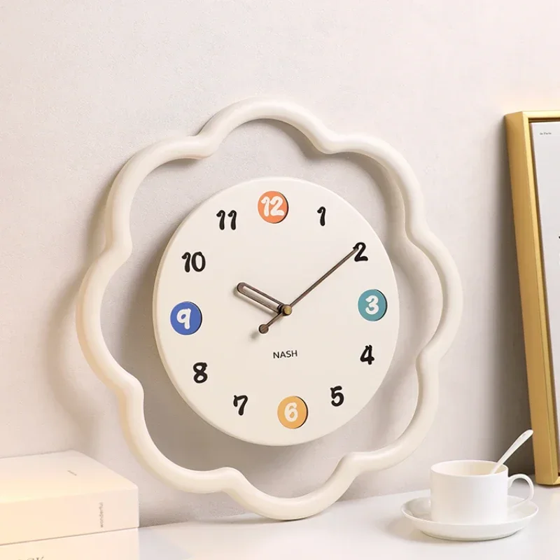 Cute Wall Clock Metal Frame Minimalist Design Silent Non Ticking Battery Operated for Bedroom Kids Room Living Room Decor