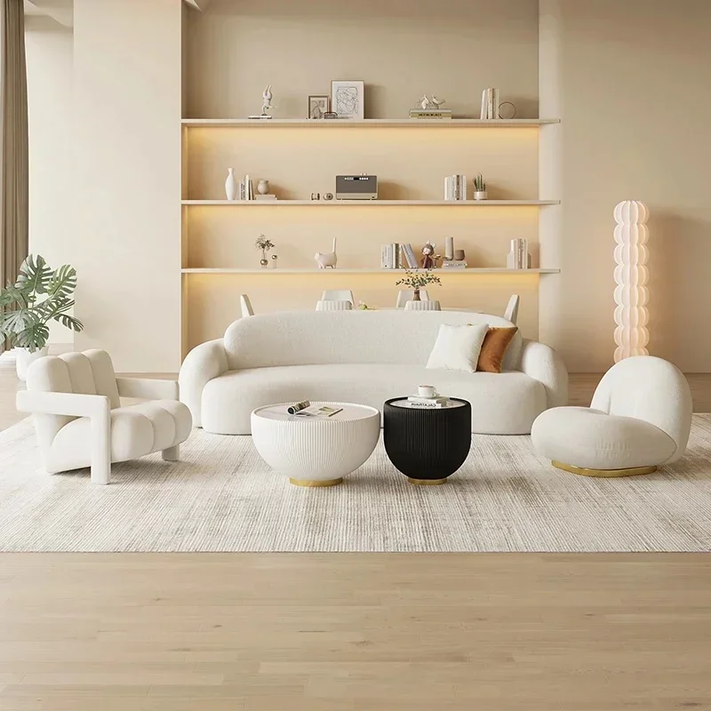 Minimalist Sectional Living Room Sofas Outdoor Armchair Couch Lounge Curved White Designer Wood Library Furniture