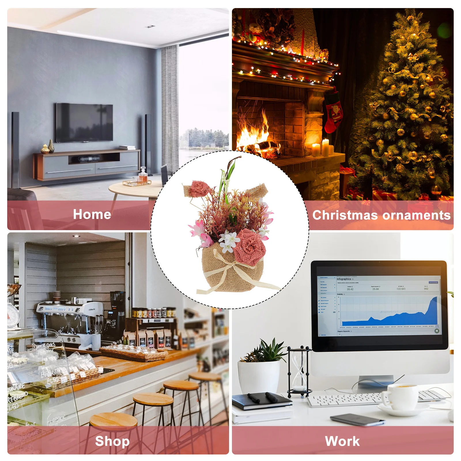 

Silk Flower Basket Linen Material Artificial Floral Arrangement For Wedding Party Decor Home Hotel Decoration Desktop