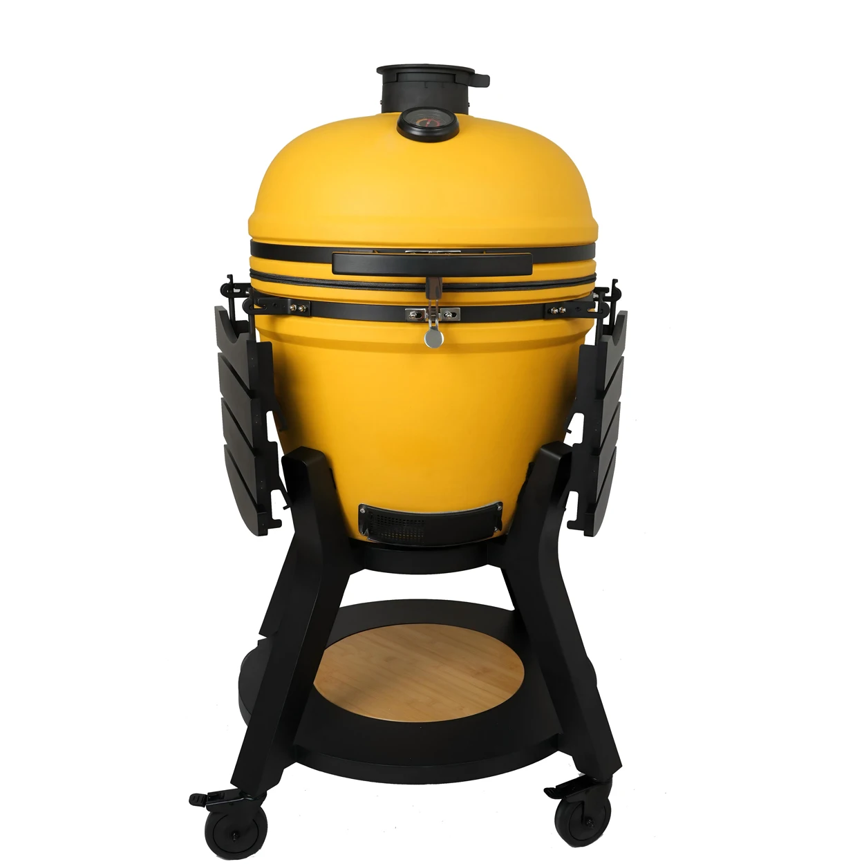 Auplex 23-Inch Ceramic Charcoal Kamado Grill With Stainless Steel Trolley Folding Design For Camping & Outdoor Use