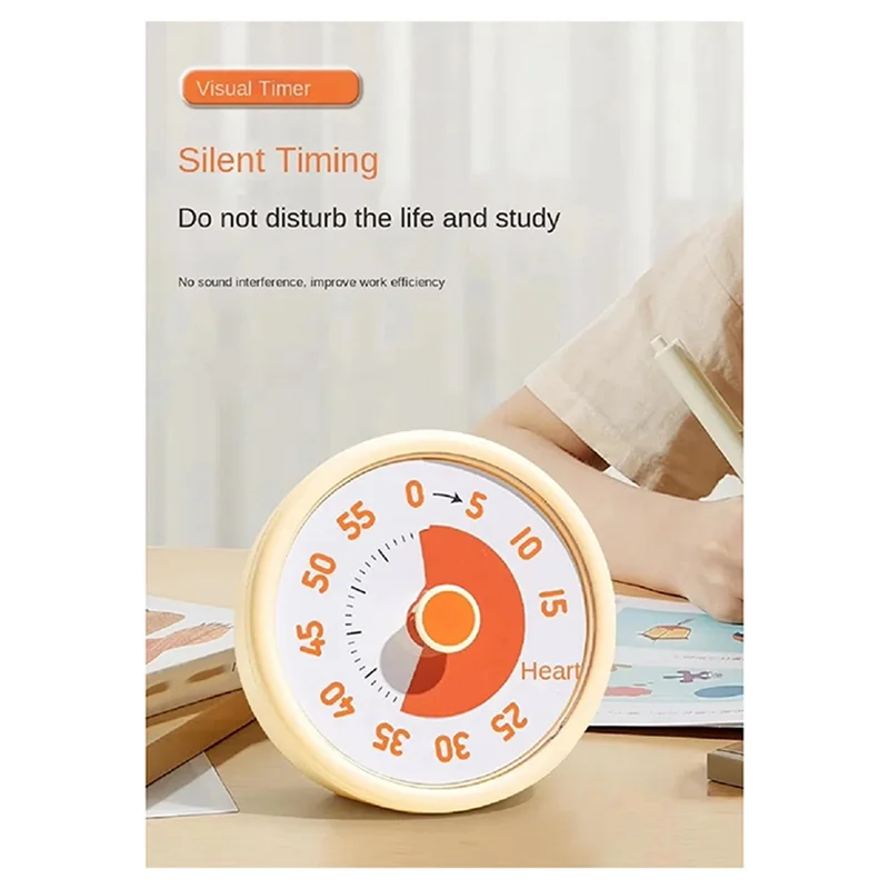 ABBP-Kitchen Cooking Countdown Timer Colorful Visual Timer Manual Rotation Timer Silent Children Classroom Learning Stopwatch