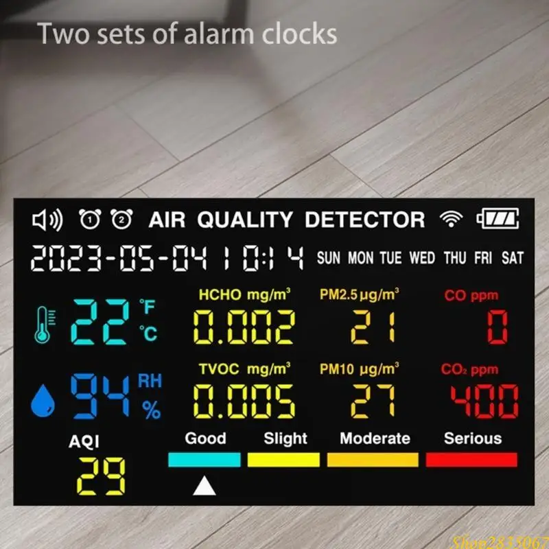 เครื่องติดตามสภาพอากาศในร่มอุณหภูมิความชื้นจอแสดงผลเครื่องทดสอบคุณภาพอากาศแบบสมบูรณ์ 831F