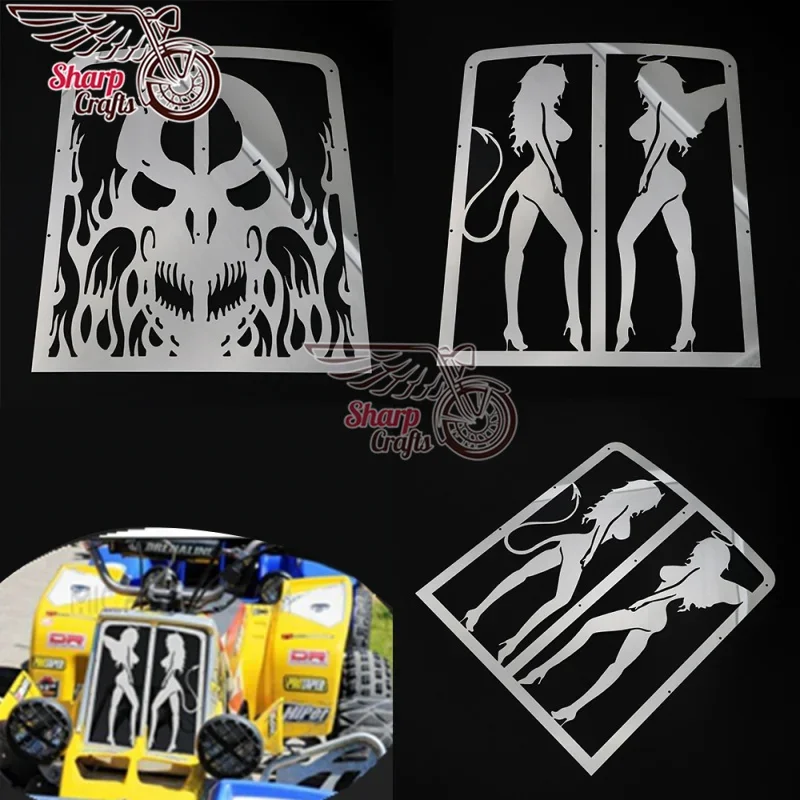 For YAMAHA Banshee Grille YZF350 YFZ 350 1987-2012 Radiator Grill Cover Motorcycle Accessories Skull Flame Girl Guard Protector