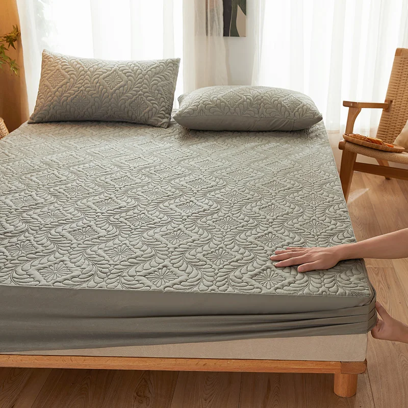 Protège Matelas Drap-Housse Épais 6 Côtés Avec Fermeture Éclair - Matelassé Blanc 140x190x30cm