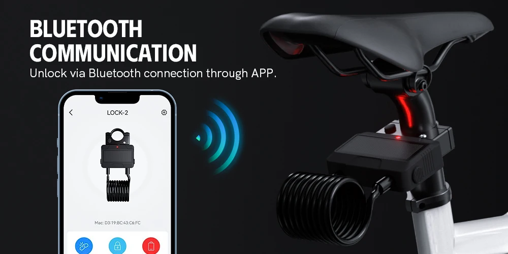 ระบบกันขโมยแบบใหม่ แบตเตอรี่ใช้งานได้ยาวนาน แผงโซลาร์เซลล์ ระบบสมาร์ทไคลป บลูทูธ สายล็อคสำหรับจักรยานไฟฟ้าไฮบริด