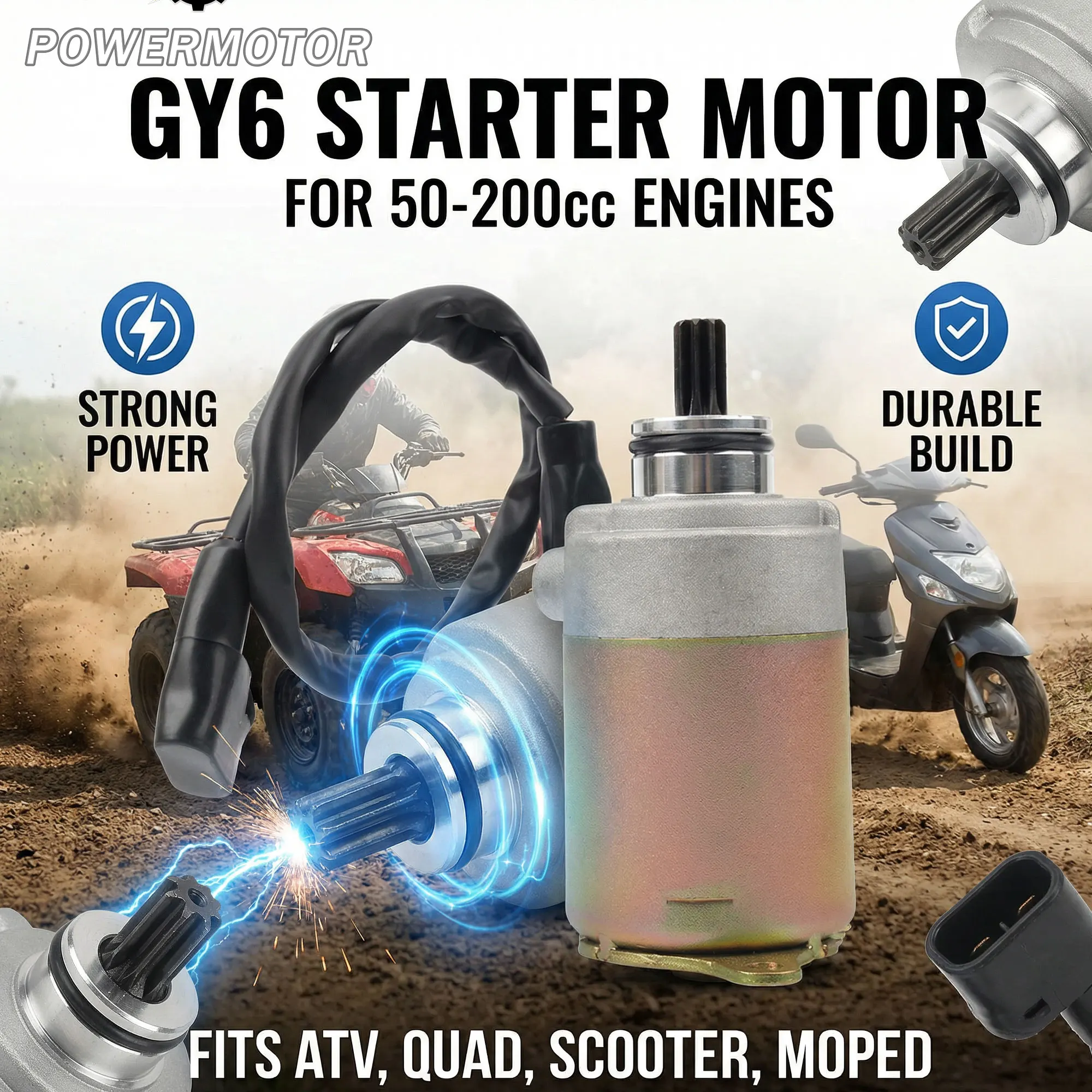 

For GY6 50cc-150cc Starter Motor Chinese 4-Stroke QMB139 Motorcycle DirtBike Motocross ATV UTV Scooter Moped Engine Accessorie