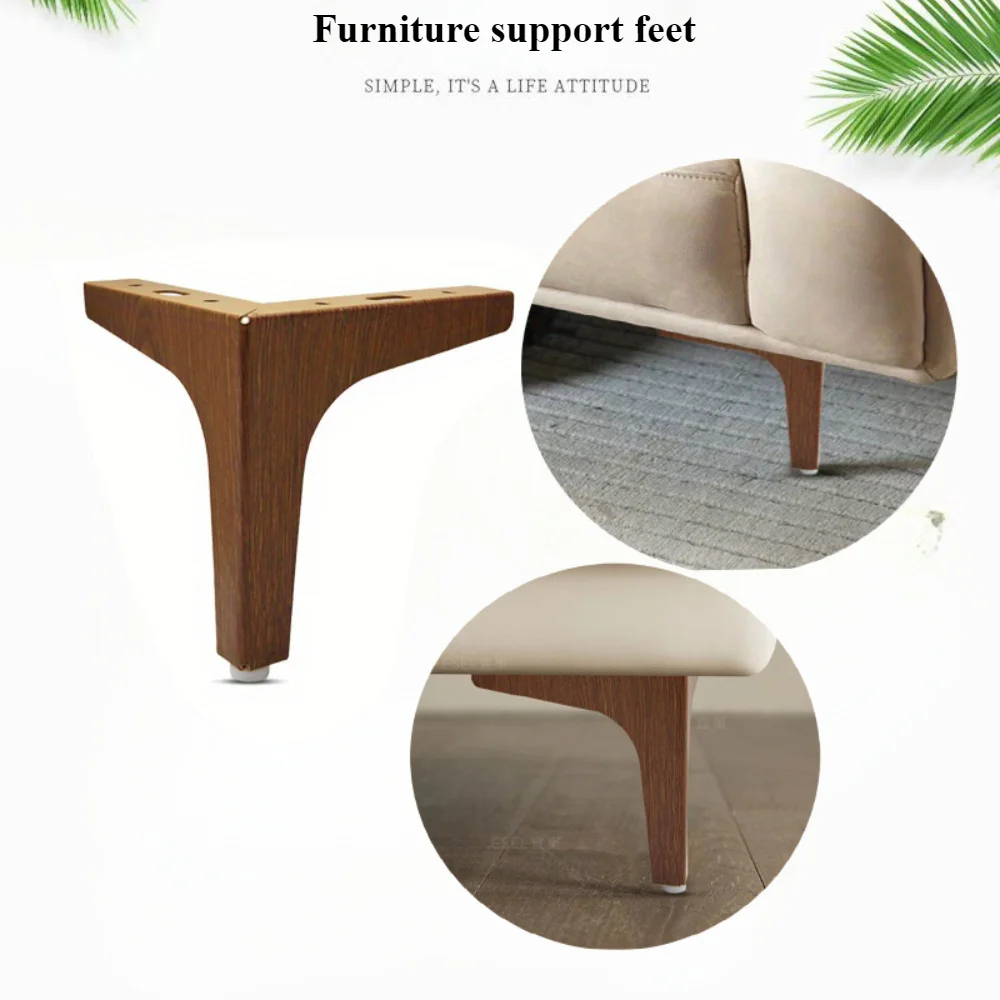 4pcs Metal Wood Grain Furniture Legs 10/15cm Walnut Color Cabinet Legs Rustic Style Simple Sofa Replacement sofa legs