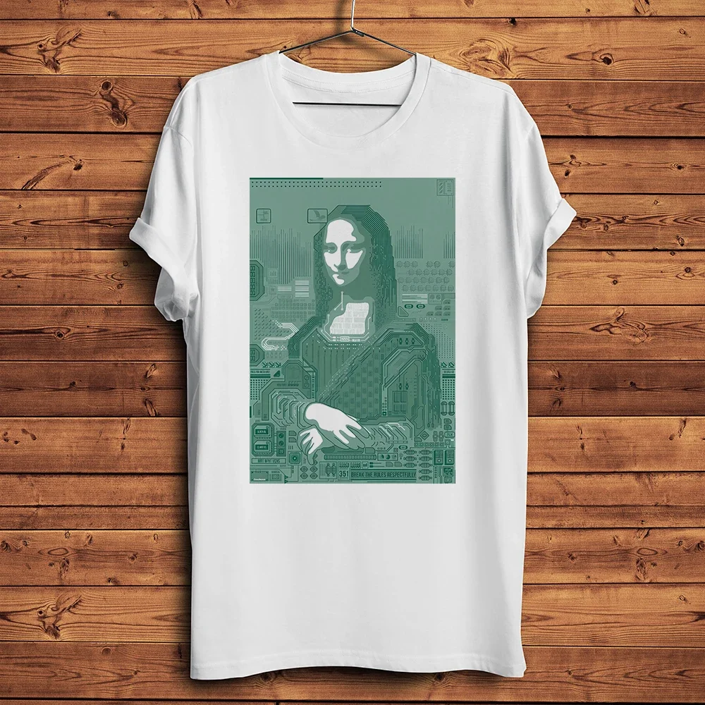 Electronic PCB Mona Lisa,Funny Artistic Geek T Shirt Men,O-neck Short Sleeve Casual Breathable Tee,Unisex Streetwear TShirt