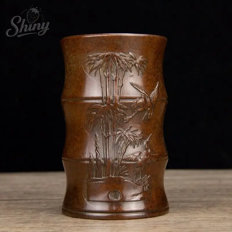 Copper Pen Holder Desk ganizer Office Supplies Container Tool Pot Pencil Cup Makeup Brush Keeper Chinese Style Pen Holders