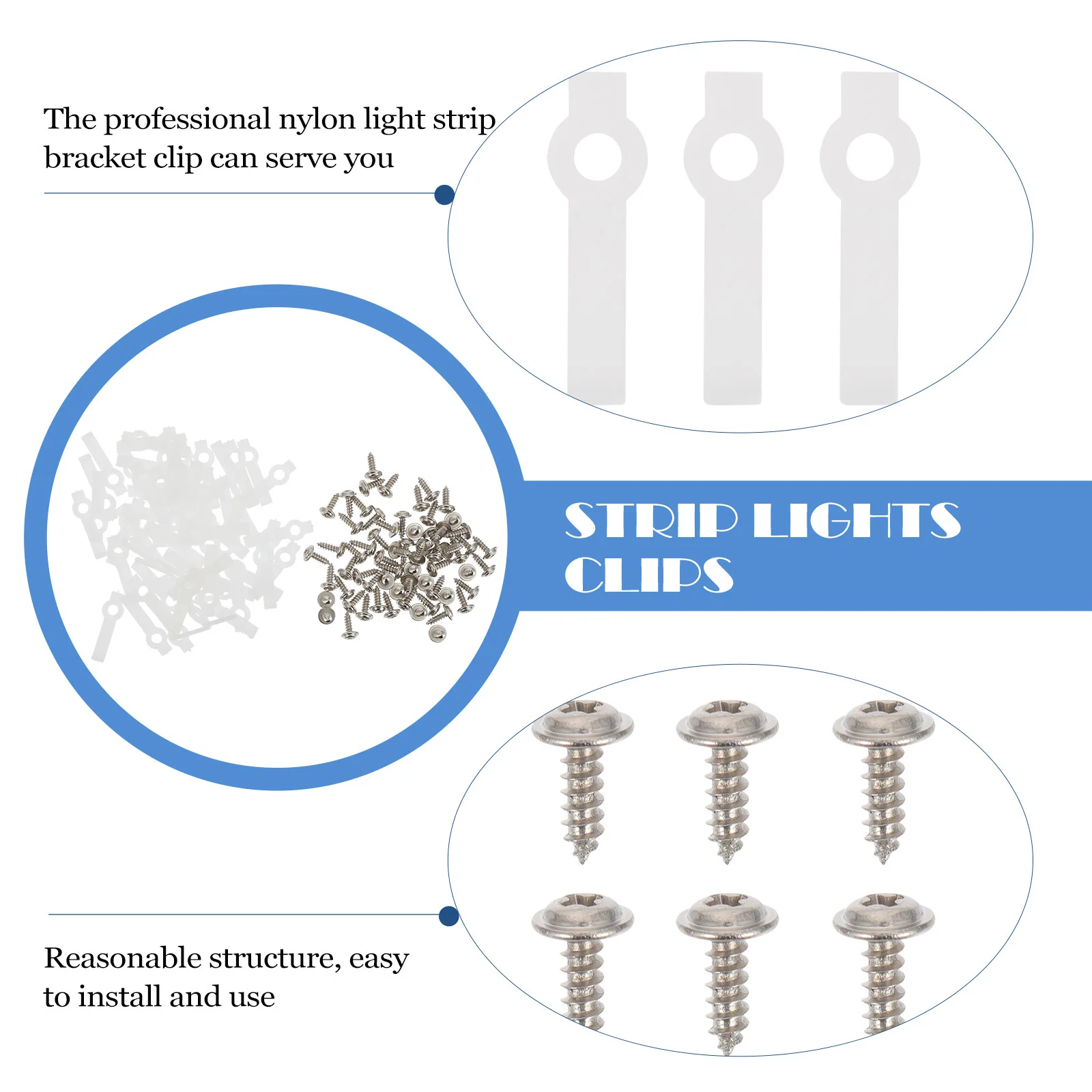 

100Sets LED Strip Lights Holder Clips Nylon Mounting Brackets Lightweight Clips for Rope Light Installation