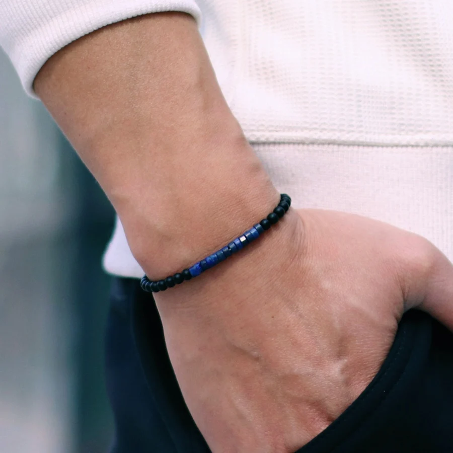 Модный браслет из бусин 4 мм, мужской богемный браслет ручной работы из черного оникса с камнями, браслет для йоги, медитации, молитвы, повседневные аксессуары, Joias