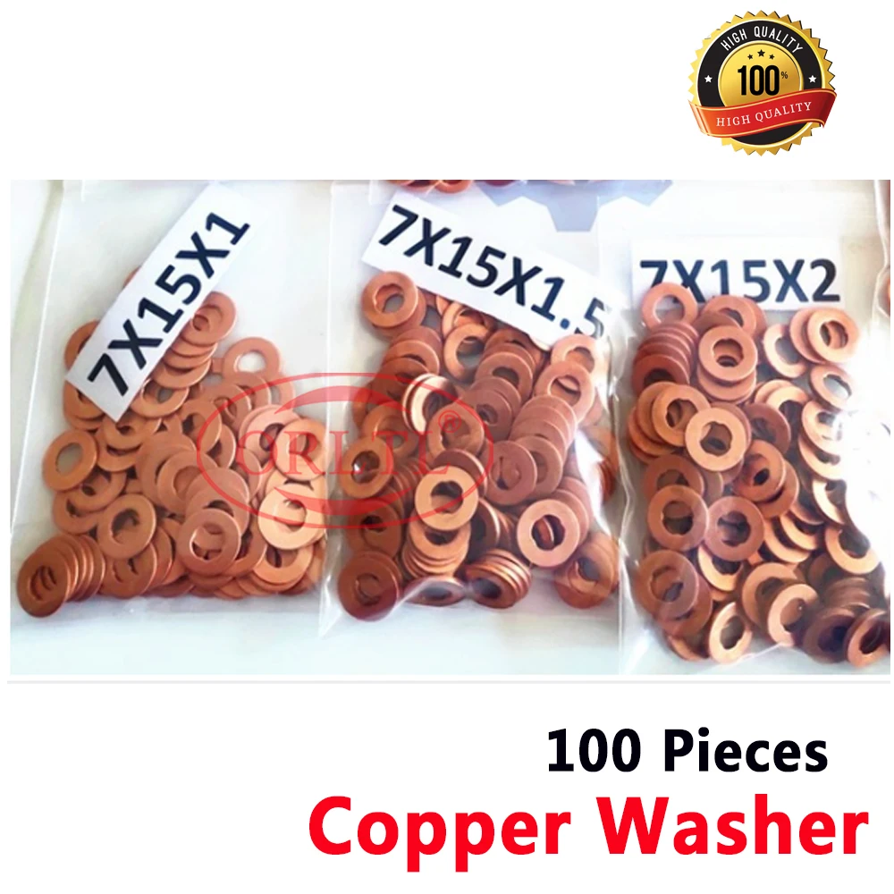 Diesel Injector For DELPHI SSANGYONG 100 PCS 7mm*15*3mm 9001850C Nozzle Copper Washer 9001-850C Rings 9001 850C EJBR04501D