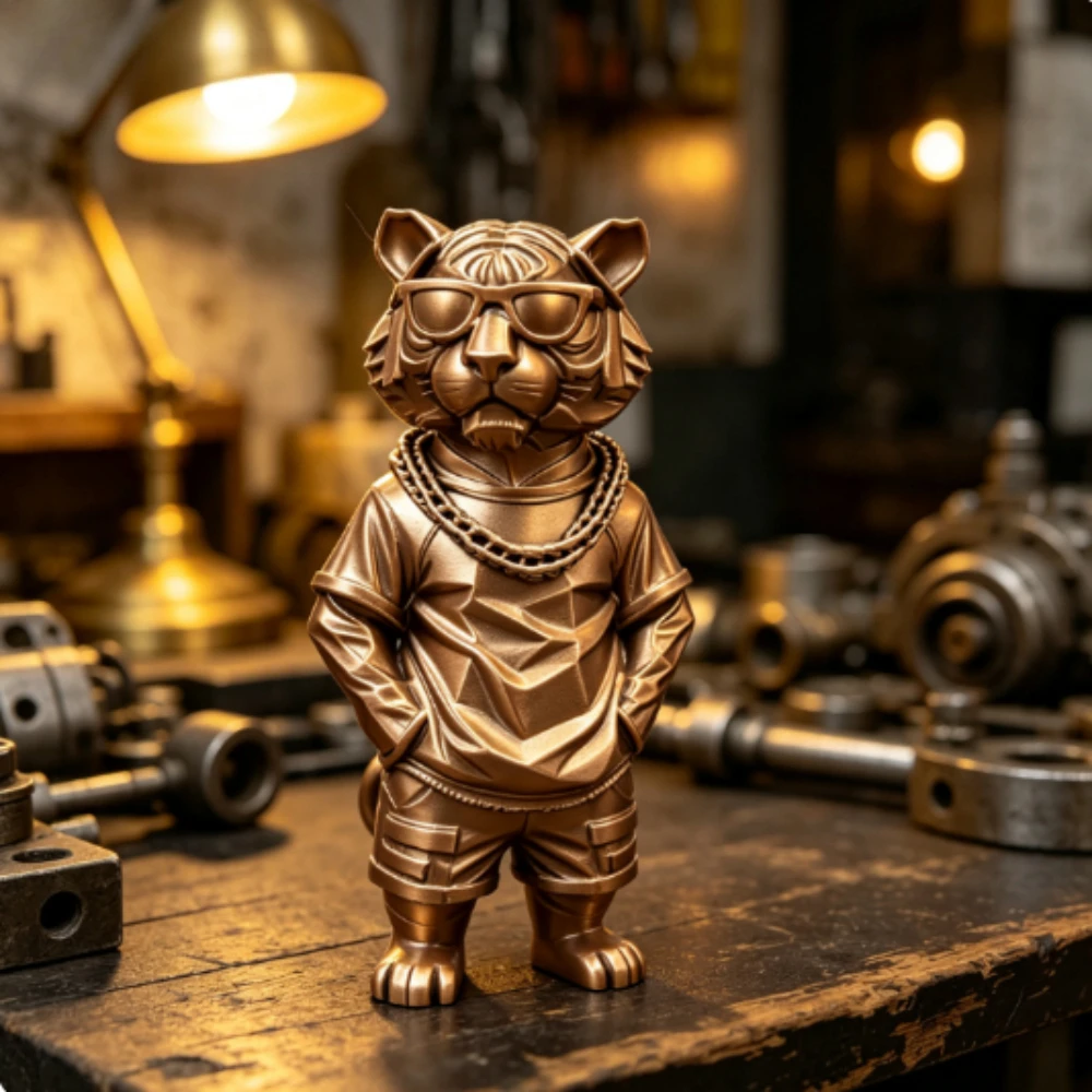 Cool Hip‑Hop Tiger Figurine 3D Printed Statues Street Style Sunglasses Tiger Home Desktop Collectible Ornaments Home Decor Gifts view 2