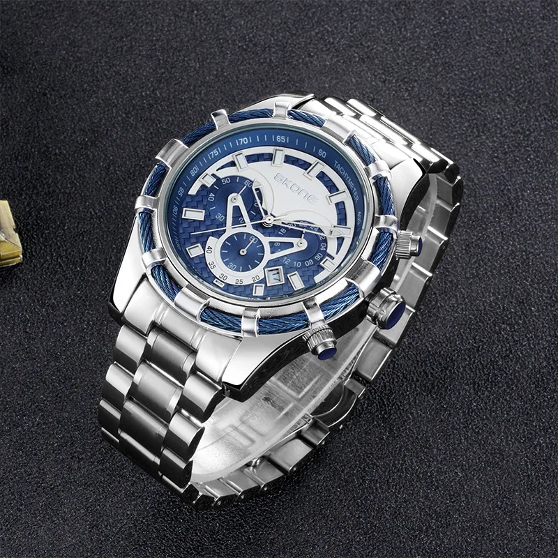 Multi functional new steel strip men's watch trendy business waterproof calendar luminous quartz sports watch