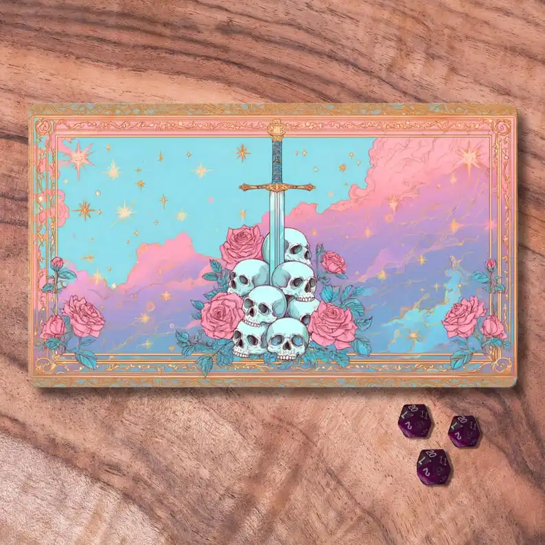 

Playmat Cute Sword and Skull Пастельный коврик в стиле Таро Уютные аксессуары для геймеров Коврик для мыши Коврик для клавиатуры Коврики для мыши Коврик для игрового стола
