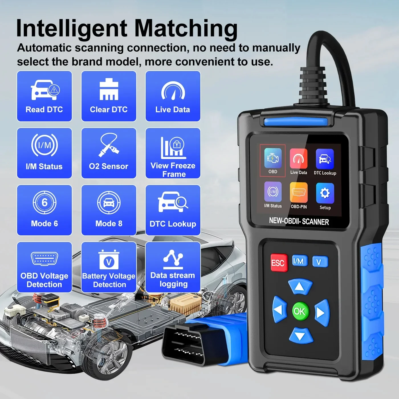 JDiag T100/T200 Obd2 الماسح الضوئي قارئ رمز الخطأ شاشة ديجيتال محرك محلل لجميع أدوات تشخيص السيارات obd2 #6