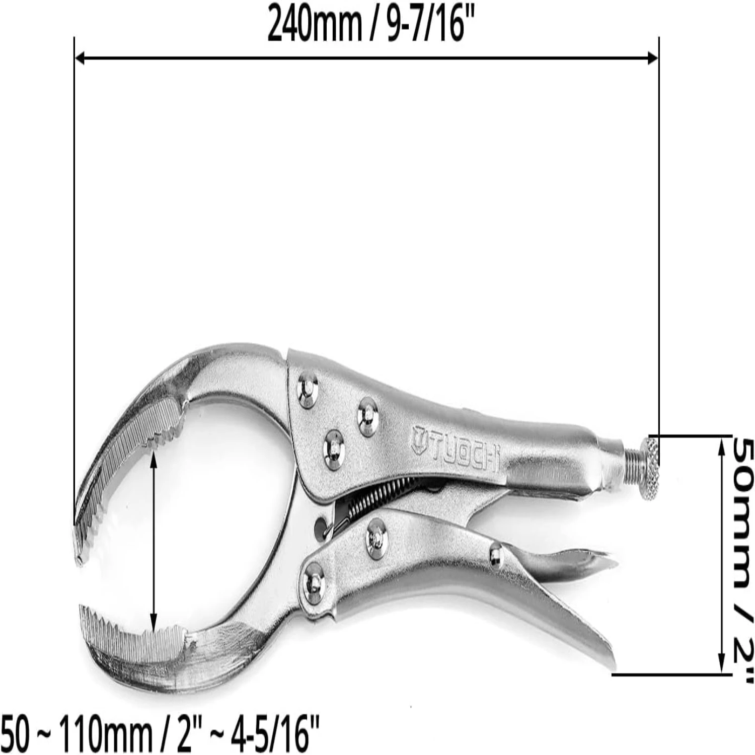 Alicate de chave de filtro de óleo com travamento de 9 polegadas de alta qualidade, durável e confiável - Fabricado em carbono niquelado e tratado termicamente