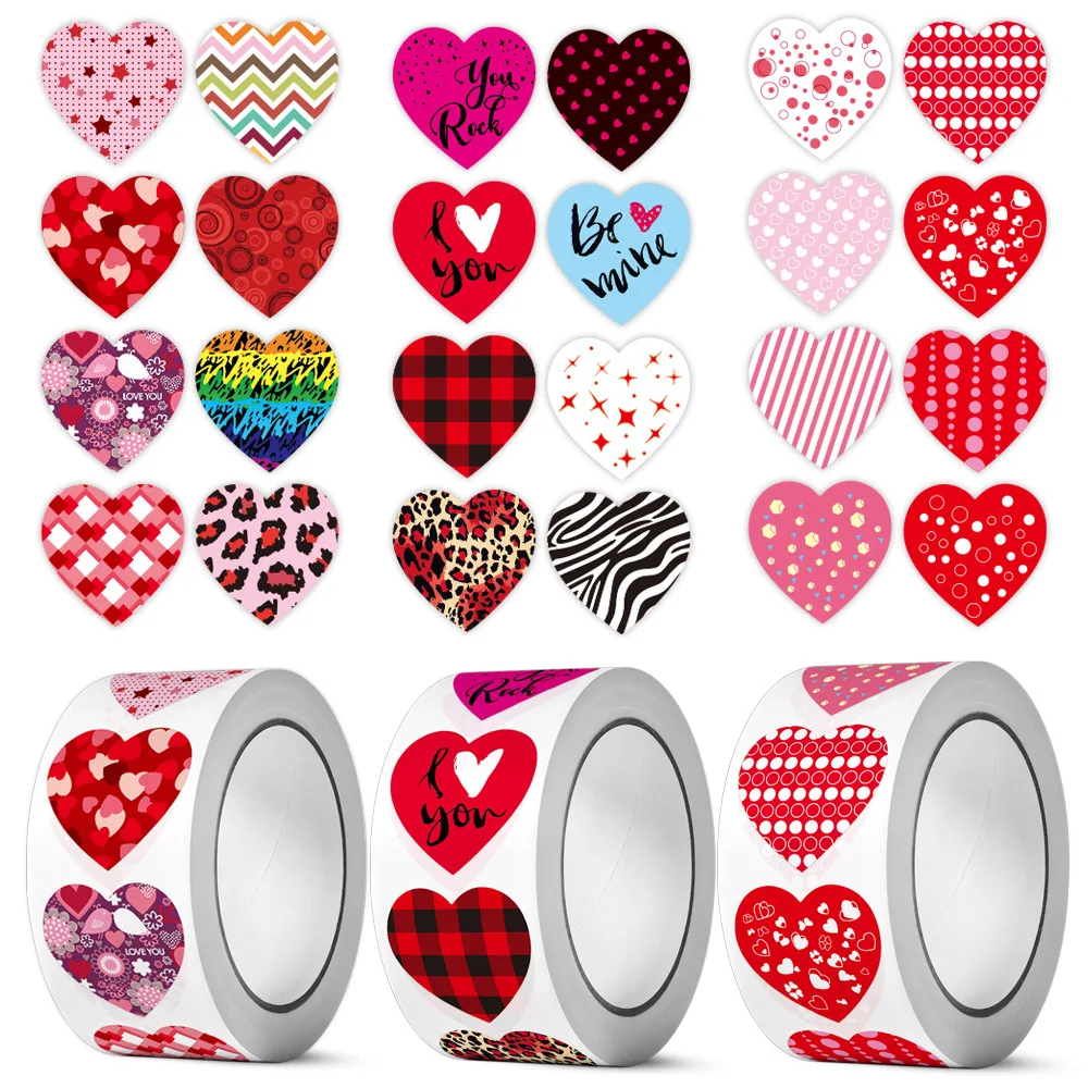 500pcs Colorful Valentine's Day Heart-shaped Sticker Birthday Gift Packaging Seal Sticker Wedding Party Invitation Decor Label