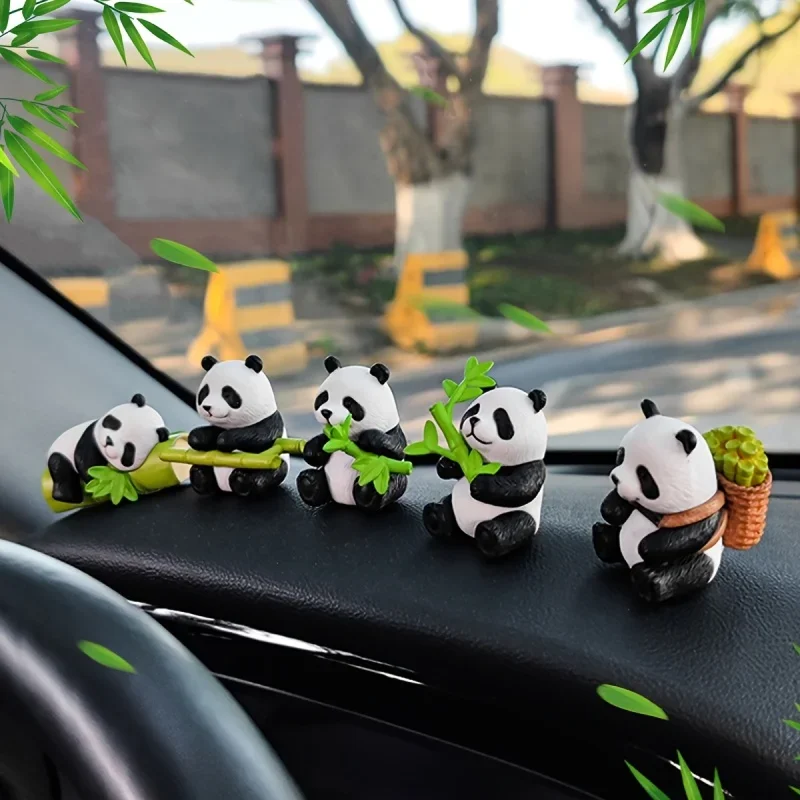 Cute Panda Decoration Ornaments Car Instrument Panel Decoration Cartoon Resin Desk Aquarium Garden Multi-functional Decoration