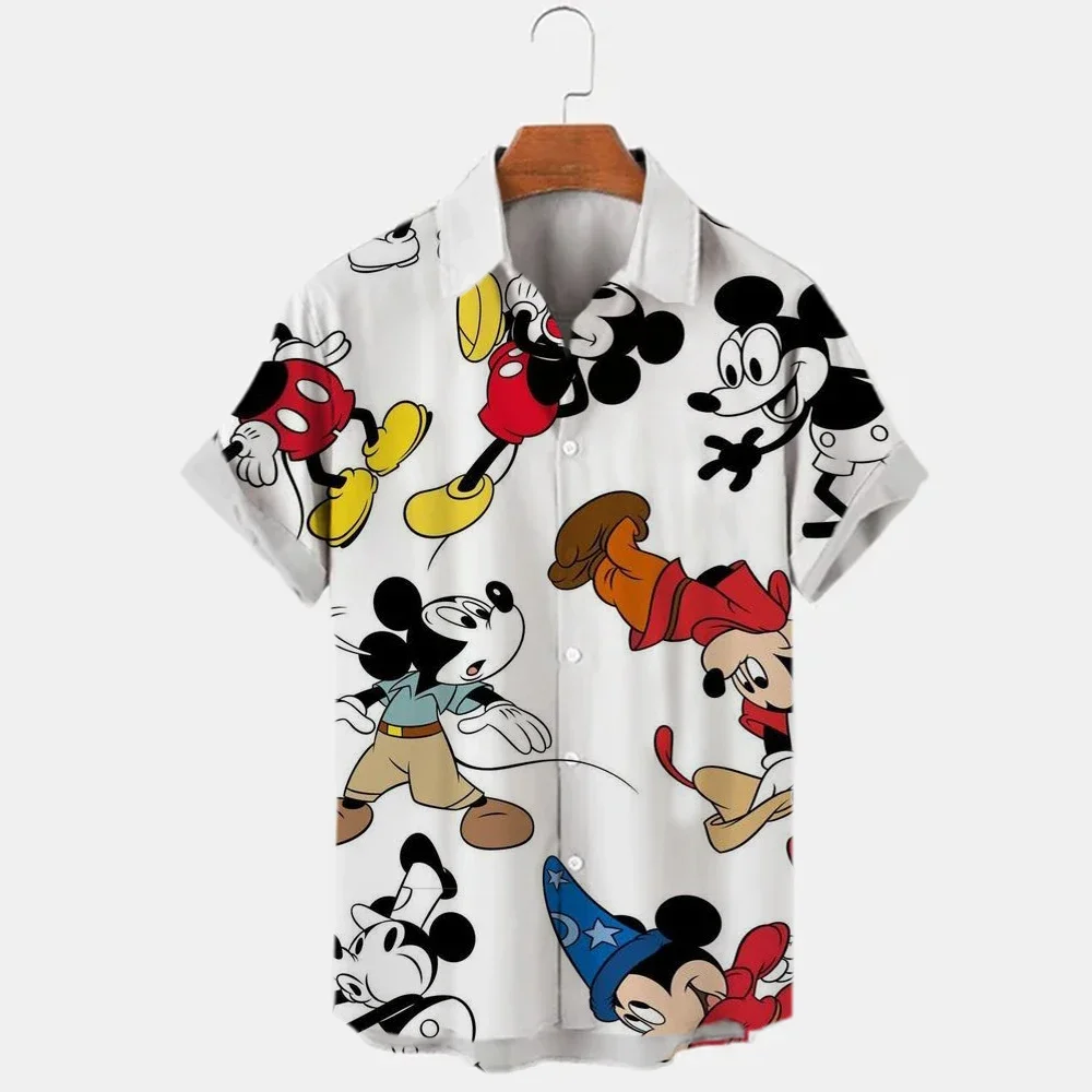 New Printed Disney Donald Duck Mickey Mouse Men's Shirt New Summer Fashion Street Trend Retro Boutique Unisex Top