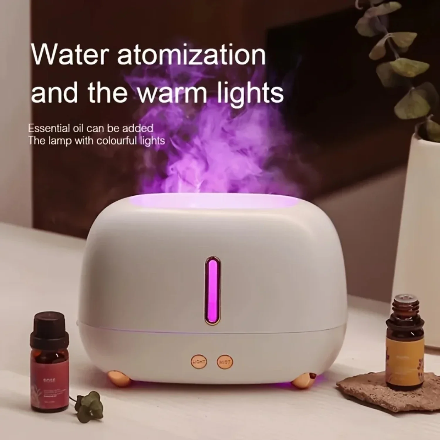 

Mini Compact Colorful Portable USB LED Room 3D Fire Flame Cool Mist Essential Oil Diffuser - Small Lightweight H2O Air