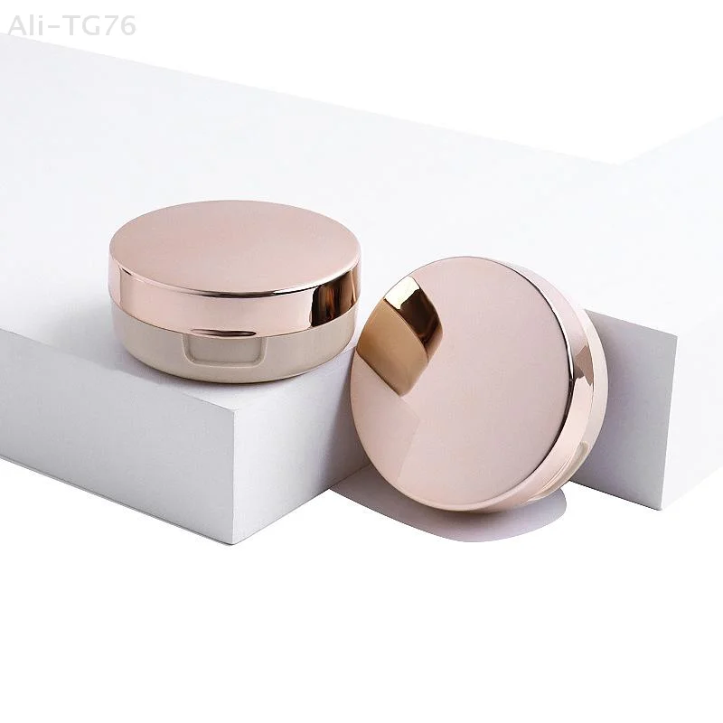 Rose Gold Mini Air Cushion Puff Box Portable Cosmetic Makeup Case with Sponge And Mirror for BB Cream Foundation