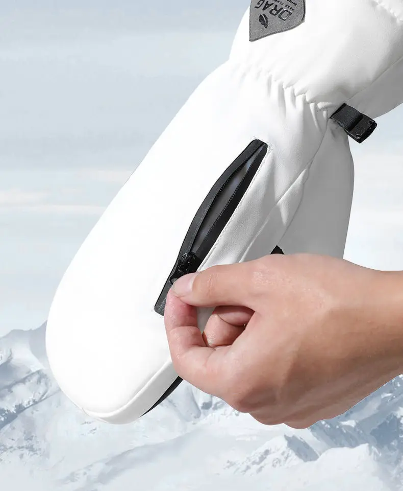 Winter Professional Ski Gloves Print Thickened Zipper Pocket Gloves Windproof Anti-slip Inner Five Finger Warm TUP Waterproof