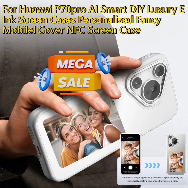 

For Huawei P70pro AI Smart DIY Luxury E Ink Screen Cases Personalized Fancy Mobilel Cover NFC Screen Case