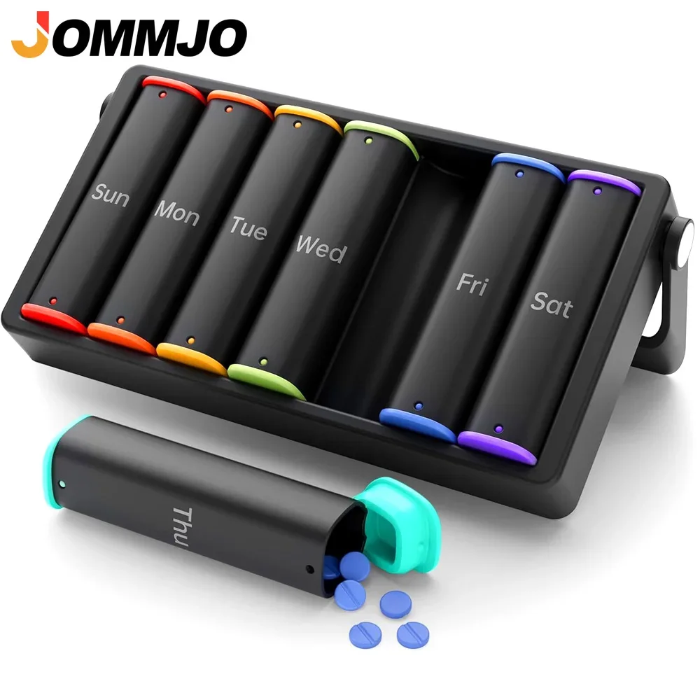 Upgraded Weekly Pill Organizer Travel Large Pill Box 7 Day 2 Times a Day Daily Pill Case with Rotatable Handle for Vitamin