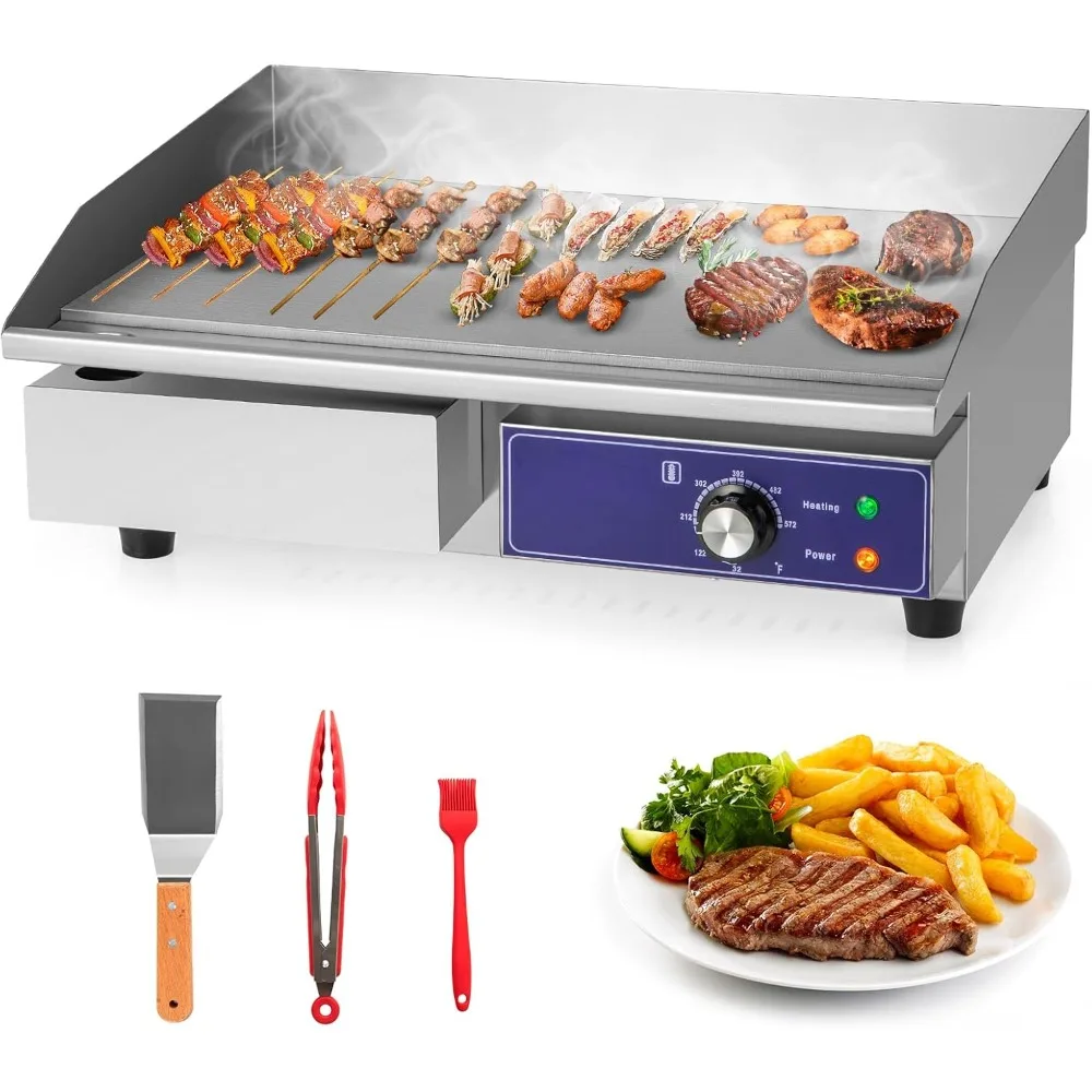 

Коммерческая электрическая сковорода 22–110 В, 2000 Вт, настольная сковорода с чугунной решеткой и рамой из нержавеющей стали, Res