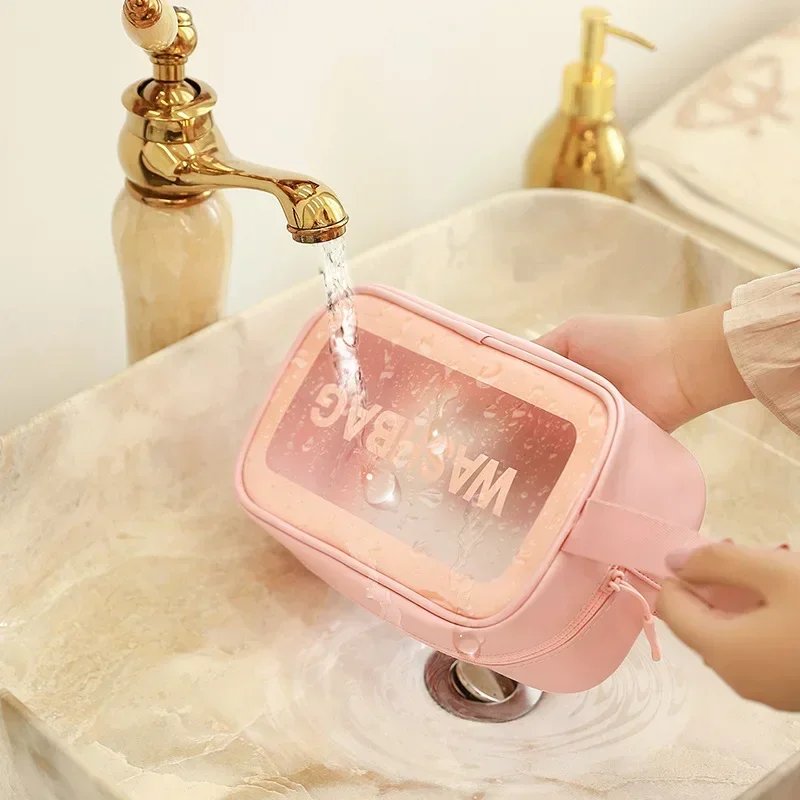 

Scrub Translucent PVC Wash Bag Carrying Large Capacity Fashion Minimalist Make-up Bag