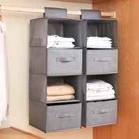 Cotton Linen Hanging Storage Bag Drawer Style Wardrobe Organizer Box Clothes Organizer Holder Collapsible Hanging Storage Shelve - Image 5