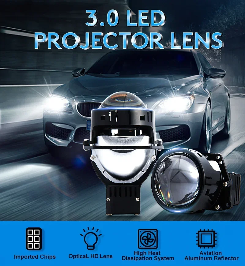 

55W HID Lo Beam 6500K & 5500K Bi-LED Projector Lens Retrofit CSP 3570 Chips 14000LM