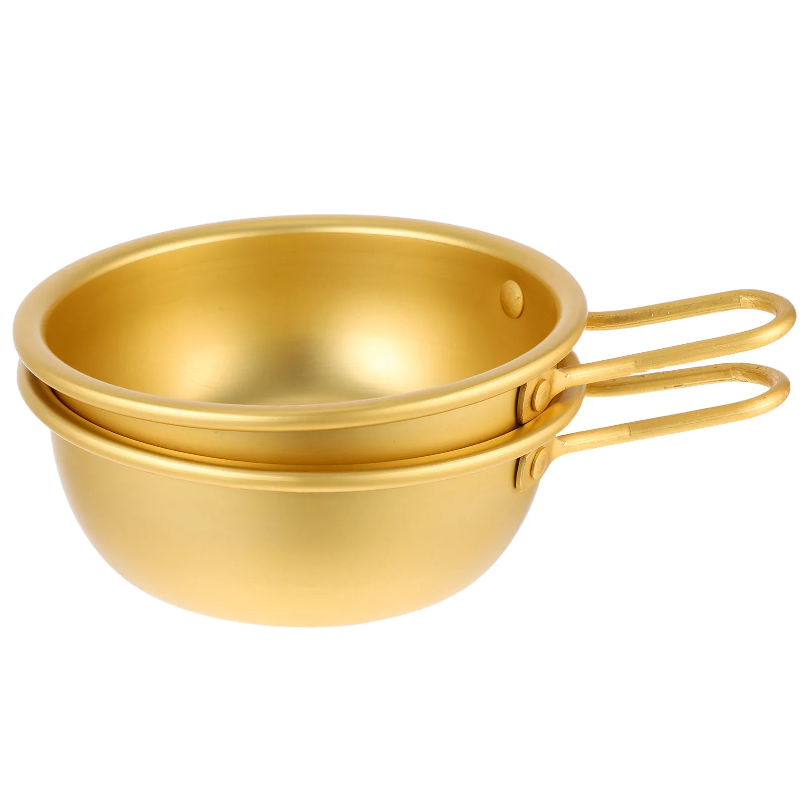 

2 шт. алюминиевые походные миски с ручкой, желтые, в корейском стиле, для риса, вина, супа, легкие, портативные, для походов и пикников