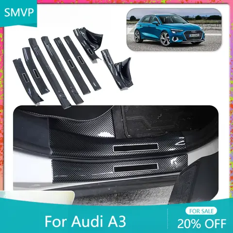 아우디 A3 8Y S3 RS Sportback 용 자동차 환영 페달 2022 ~ 2025 도어 씰 스커프 임계 값 가드 플레이트 트림 스트립 스티커 액세서리
