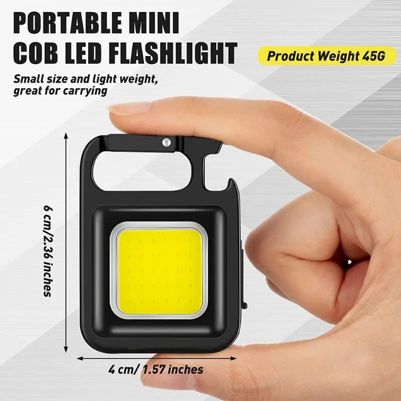 Lampe d'urgence de chargement USB, mini porte-clés COB absorbe ouissant multifonctionnel, lampe de bain magnétique, travail de réparation, camping en plein air