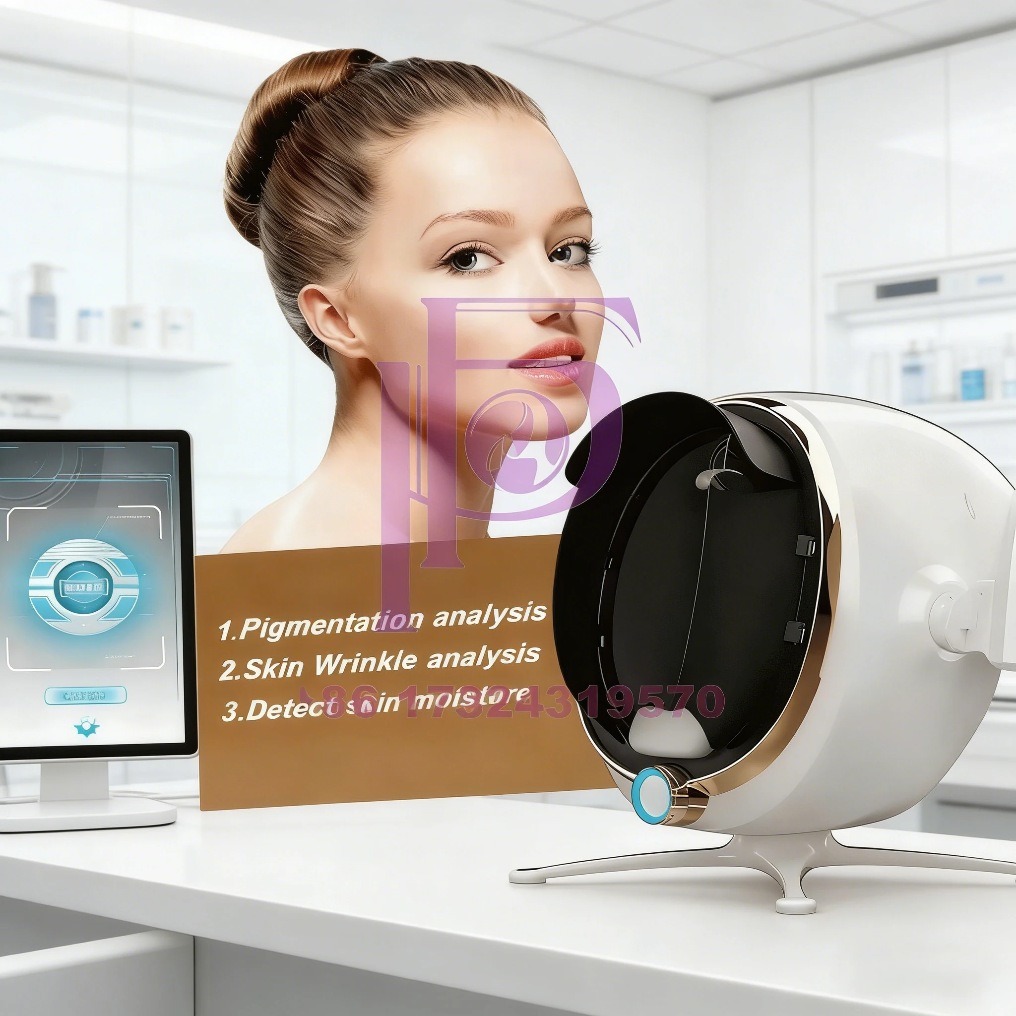 Analizator skóry twarzy 3D AI, wykrywanie problemów skóry, diagnostyka, analiza profesjonalna 8 spektrów, sprzęt do salonów kosmetycznych, CE