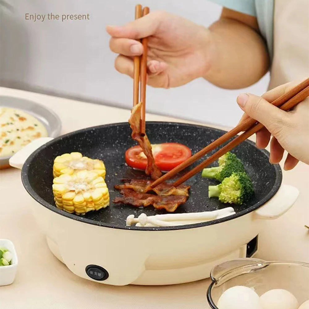 Portable Electric Cooker Frying Pan 2 Gear Multifunction Oven Non-Sticky Grill Baking Roast Pot Steak Barbecue for Home Kitchen