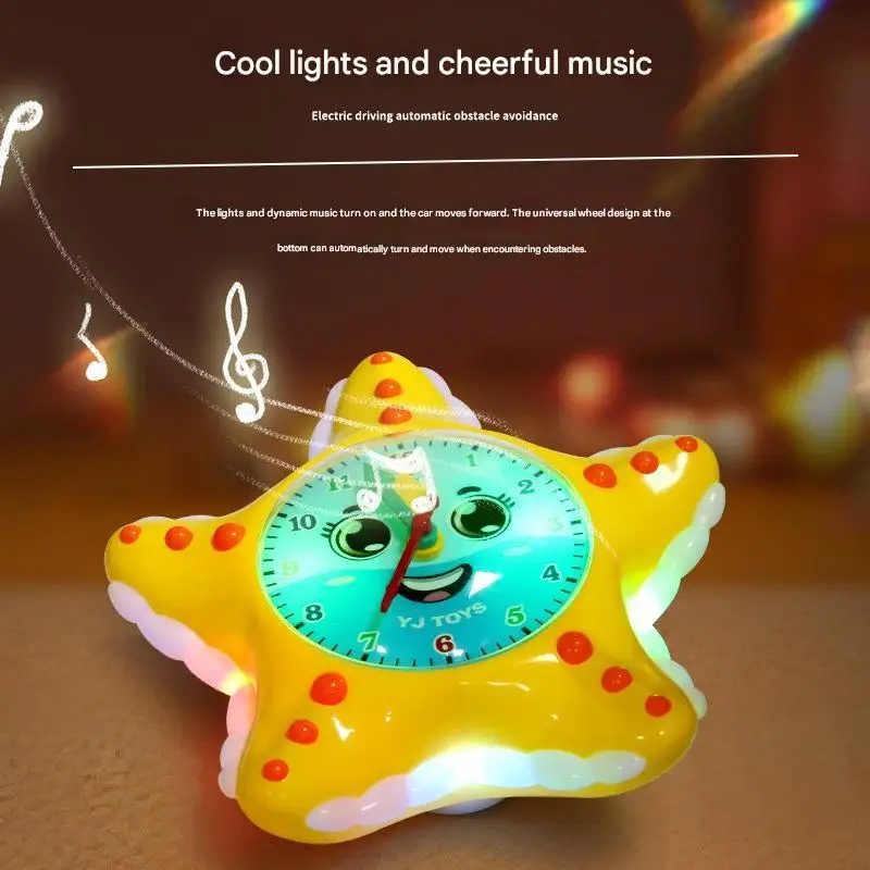 لعبة تململ على شكل ساعة كرتونية كهربائية خفيفة للموسيقى، ألعاب للأطفال الصغار للأولاد والبنات، هدايا عيد الميلاد وأعياد الميلاد للأطفال